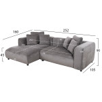 ΚΑΝΑΠΕΣ ΓΩΝΙΑ (ΑΡΙΣΤΕΡΗ) 3-ΘΕΣΙΟΣ GRACE HM3280.03L ΓΚΡΙ ΥΦΑΣΜΑ 252x160