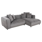 ΚΑΝΑΠΕΣ ΓΩΝΙΑ 3-ΘΕΣΙΟΣ GRACE HM3280.03R ΓΚΡΙ ΥΦΑΣΜΑ 252x105-160x70-90Υ