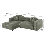 ΚΑΝΑΠΕΣ ΓΩΝΙΑ (ΑΡΙΣΤΕΡΗ) 3-ΘΕΣΙΟΣ GRACE HM3280.05L ΠΡΑΣΙΝΟ ΥΦΑΣΜΑ 252x