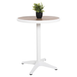 ΤΡΑΠΕΖΙ ΑΛΟΥΜΙΝΙΟΥ ΣΤΡΟΓΓΥΛΟ ALEXA HM6086.02 ΛΕΥΚΟ-POLYWOOD TOP ΦΥΣΙΚΟ