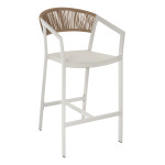 ΣΚΑΜΠΟ ΑΛΟΥΜΙΝΙΟΥ ΛΕΥΚΟ ΜΕ ΜΠΡΑΤΣΑ RATTAN & TEXTLINE 56x58x105Yεκ. HM5