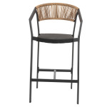 ΣΚΑΜΠΟ ΑΛΟΥΜΙΝΙΟΥ ΜΑΥΡΟ ΜΕ ΜΠΡΑΤΣΑ RATTAN & TEXTLINE 56x58x105Yεκ.HM58