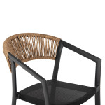 ΣΚΑΜΠΟ ΑΛΟΥΜΙΝΙΟΥ ΜΑΥΡΟ ΜΕ ΜΠΡΑΤΣΑ RATTAN & TEXTLINE 56x58x105Yεκ.HM58