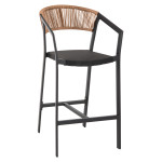 ΣΚΑΜΠΟ ΑΛΟΥΜΙΝΙΟΥ ΜΑΥΡΟ ΜΕ ΜΠΡΑΤΣΑ RATTAN & TEXTLINE 56x58x105Yεκ.HM58