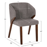 ΚΑΡΕΚΛΑ RADDER HM9749 RUBBERWOOD ΣΕ ΚΑΡΥΔΙ-ΓΚΡΙ ΥΦΑΣΜΑ 50x53x77Υεκ.