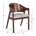 ΚΑΡΕΚΛΑ NERO HM9972 RUBBERWOOD ΣΕ ΚΑΡΥΔΙ-ΓΚΡΙ ΥΦΑΣΜΑ ΚΑΘΙΣΜΑ 56x56x78Y