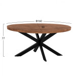 ΤΡΑΠΕΖΙ LEVINHO HM8482.11 OVAL 6εκ.ΠΑΧΟΣ ΜΑΣΙΦ ΞΥΛΟ MANGO 160x90x77Υ ε