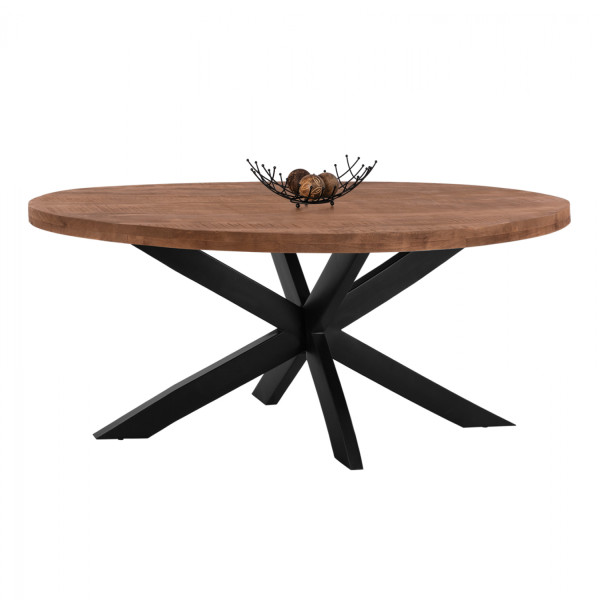 ΤΡΑΠΕΖΙ LEVINHO HM8483.11 OVAL 6εκ. ΠΑΧΟΣ ΑΠΟ ΜΑΣΙΦ ΞΥΛΟ MANGO 210x100