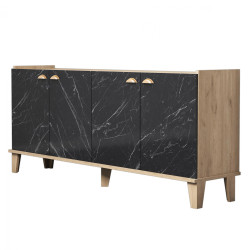 ΜΠΟΥΦΕΣ ΜΕΛΑΜΙΝΗΣ HM9045.01 NATURAL WOOD - ΜΑΥΡΟ ΜΑΡΜΑΡΟ 180x41x77,8Y