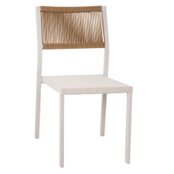 ΚΑΡΕΚΛΑ ΑΛΟΥΜΙΝΙΟΥ ΛΕΥΚΗ ΜΠΕΖ RATTAN & TEXTLINE HM5921.02 46x55,5x83Yε