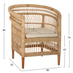 ΠΟΛΥΘΡΟΝΑ MALAWI HM9635.04 ΞΥΛΟ ΜΑΟΝΙ ΕΠΕΝΔΥΣΗ RATTAN ΛΕΥΚΟ ΜΑΞΙΛΑΡΙ Κ