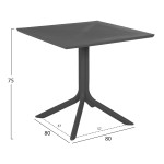 ΤΡΑΠΕΖΙ ΠΟΛΥΠΡΟΠΥΛΕΝΙΟΥ ΤΕΤΡΑΓΩΝΟ LUNAR HM5930.20 ΓΚΡΙ 80x80x75Yεκ.
