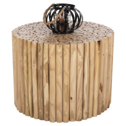 ΤΡΑΠΕΖΙ ΣΑΛΟΝΙΟΥ ΣΤΡΟΓΓΥΛΟ COOTER HM9864 ΚΛΑΔΙΑ TEAK-ΦΥΣΙΚΟ Φ60,5x46Υε