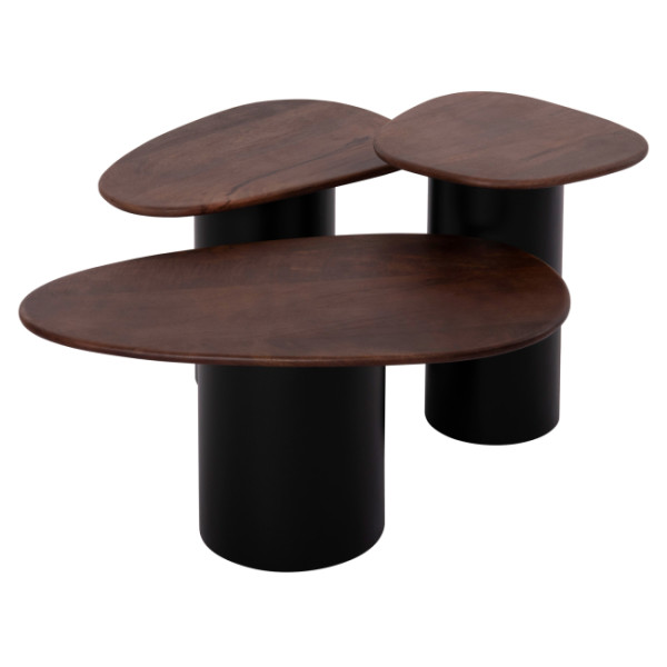 ΤΡΑΠΕΖΙA ΣΑΛΟΝΙΟΥ 3ΤΜΧ PEBBLES HM18004 MANGO TOP-ΜΕΤΑΛΛΙΚΕΣ ΜΑΥΡΕΣ ΒΑΣ