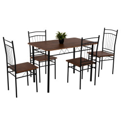 ΣΕΤ ΤΡΑΠΕΖΑΡΙΑΣ 5ΤΜΧ PEARY HM9416.11 ΜΕΤΑΛΛΟ ΜΑΥΡΟ-MDF ΚΑΡΥΔΙ 110x60x7