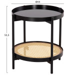 ΒΟΗΘΗΤΙΚΟ ΤΡΑΠΕΖΙ SEITZ HM18031 ΓΥΑΛΙ TOP-ΜΕΤΑΛΛΟ-RATTAN ΣΕ ΦΥΣΙΚΟ Φ50