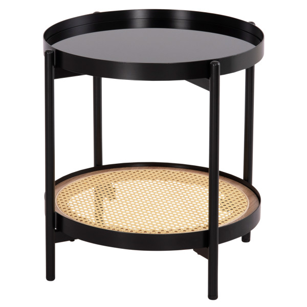 ΒΟΗΘΗΤΙΚΟ ΤΡΑΠΕΖΙ SEITZ HM18031 ΓΥΑΛΙ TOP-ΜΕΤΑΛΛΟ-RATTAN ΣΕ ΦΥΣΙΚΟ Φ50
