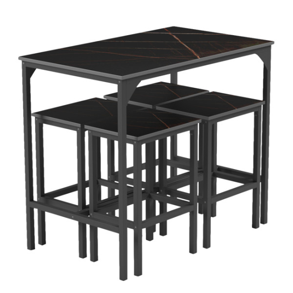 ΣΕΤ ΤΡΑΠΕΖΑΡΙΑ ΜΠΑΡ 5ΤΜΧ BOXY HM9882.13 ΜΑΥΡΟ ΜΕΤΑΛΛΟ-ΜΕΛΑΜΙΝΗ ΜΑΥΡΟ Μ