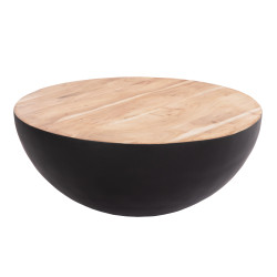 ΔΙΑΚΟΣΜΗΤΙΚΟ ΤΡΑΠΕΖΙ ΣΑΛΟΝΙΟΥ BOWL Φ90X37,5Yεκ. ΜΑΥΡΟ ΜΕ ΞΥΛΟ ΑΚΑΚΙΑΣ
