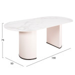 ΤΡΑΠΕΖΙ ΤΡΑΠΕΖΑΡΙΑΣ CORBY HM9771.01 12mmΚΕΡΑΜΙΚΟ ΛΕΥΚΟ ΜΑΡΜΑΡΟ-MDF ΛΕΥ