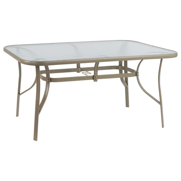 ΤΡΑΠΕΖΙ BRUNO 150X90Χ72Υεκ. ΜΕΤΑΛΛΙΚΟ ΣΑΜΠΑΝΙ ΜΕ ΓΥΑΛΙΝΗ ΕΠΙΦΑΝΕΙΑ HM5