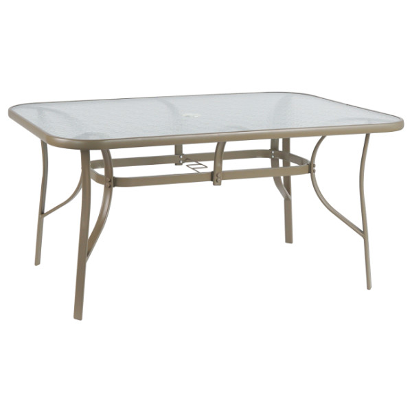 ΤΡΑΠΕΖΙ BRUNO 150X90Χ72Υεκ. ΜΕΤΑΛΛΙΚΟ ΣΑΜΠΑΝΙ ΜΕ ΤΡΥΠΑ ΟΜΠΡΕΛΑΣ Φ38mm