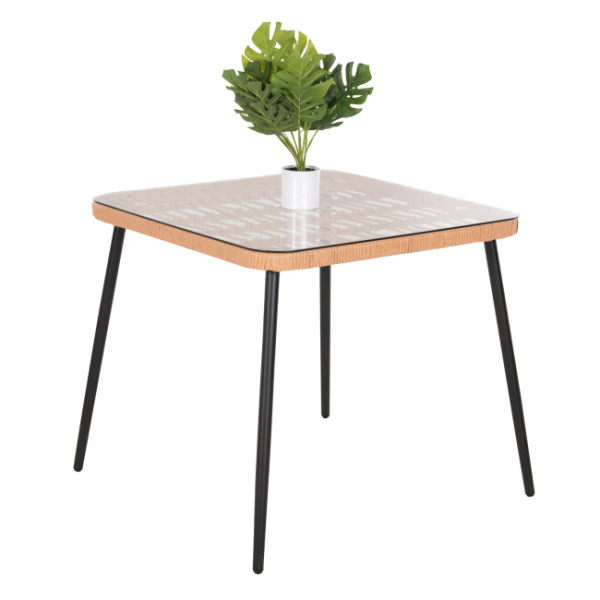 ΤΡΑΠΕΖΙ ΤΕΤΡΑΓΩΝΟ ALLEGRA HM5536.11 ΜΕΤΑΛ.ΜΑΥΡΟ-P.E. RATTAN ΦΥΣΙΚΟ 79,