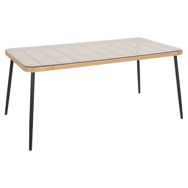 ΤΡΑΠΕΖΙ ΟΡΘΟΓΩΝΙΟ ALLEGRA HM5538.11 ΜΕΤΑΛ.ΜΑΥΡΟ-P.E. RATTAN ΦΥΣΙΚΟ 159