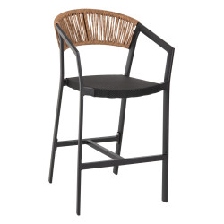 ΣΚΑΜΠΟ ΑΛΟΥΜΙΝΙΟΥ HM5892.15 ΜΕΣΑΙΟΥ ΥΨΟΥΣ RATTAN & TEXTLINE ΜΑΥΡΟ ΜΠΕΖ