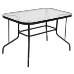 ΤΡΑΠΕΖΙ ADAM HM5679.03 ΜΕΤΑΛΛΙΚΟ ΜΑΥΡΟ ΜΕ ΓΥΑΛΙΝΗ ΕΠΙΦΑΝΕΙΑ 120Χ70Χ70Υ