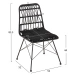 ΚΑΡΕΚΛΑ ΕΞ.ΧΩΡΟΥ ALLEGRA HM5453.12 ΜΕΤΑΛΛΟ-ΜΑΞΙΛΑΡΙ-WICKER ΜΑΥΡΟ 52x52