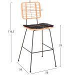 ΣΚΑΜΠΟ ΜΠΑΡ ALLEGRA HM5455.11 ΜΕΤΑΛΛΟ&ΜΑΞΙΛΑΡΙ ΜΑΥΡΟ-WICKER ΜΠΕΖ 56x59