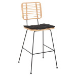 ΣΚΑΜΠΟ ΜΠΑΡ ALLEGRA HM5455.11 ΜΕΤΑΛΛΟ&ΜΑΞΙΛΑΡΙ ΜΑΥΡΟ-WICKER ΜΠΕΖ 56x59