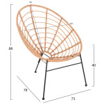 ΠΟΛΥΘΡΟΝΑ ΤΥΠΟΥ ΦΩΛΙΑ ΜΕΤΑΛΛΙΚΗ ALLEGRA HM5458.11 ΜΕ WICKER ΜΠΕΖ 73x78