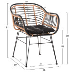 ΠΟΛΥΘΡΟΝΑ ALLEGRA HM5663.11 ΜΕΤΑΛ.ΣΚΕΛΕΤΟΣ-P.E.RATTAN ΜΠΕΖ-ΜΑΥΡΟ 58x59