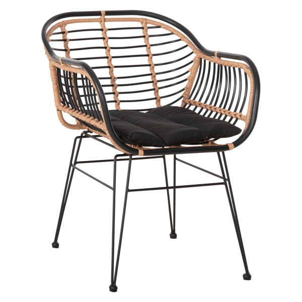 ΠΟΛΥΘΡΟΝΑ ALLEGRA HM5663.11 ΜΕΤΑΛ.ΣΚΕΛΕΤΟΣ-P.E.RATTAN ΜΠΕΖ-ΜΑΥΡΟ 58x59