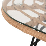 ΤΡΑΠΕΖΙ ΟΒΑΛ ΧΑΜΗΛΟ ALLEGRA HM5695.11 ΜΠΕΖ WICKER-ΜΑΥΡΟ ΜΕΤΑΛΛΟ 100x45