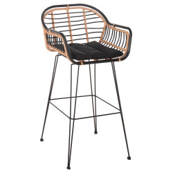 ΣΚΑΜΠΟ ΜΠΑΡ ALLEGRA HM5690.11 ΜΕΤΑΛΛΟ&ΜΑΞΙΛΑΡΙ ΜΑΥΡΟ-WICKER ΜΠΕΖ 55x54