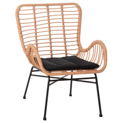 ΠΟΛΥΘΡΟΝΑ ΣΤΥΛ ΜΠΕΡΖΕΡΑΣ ALLEGRA HM5704.11 P.E.RATTAN ΜΠΕΖ-ΜΑΥΡΟ ΜΕΤΑΛ