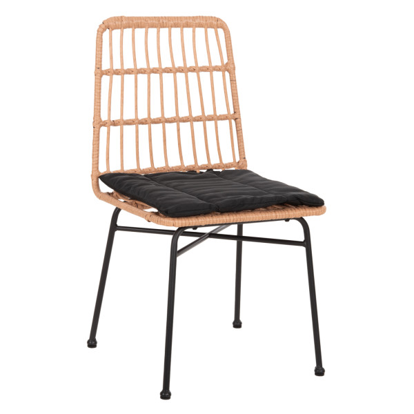 ΚΑΡΕΚΛΑ ALLEGRA HM5705.11 ΜΑΥΡΗ ΜΕΤΑΛΛΙΚΗ ΜΕ ΜΑΞΙΛΑΡΙ-WICKER ΜΠΕΖ 46,5