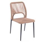 ΚΑΡΕΚΛΑ ΑΛΟΥΜΙΝΙΟΥ ΓΚΡΙ ΜΕ P.E.TWIST RATTAN ΜΠΕΖ HM5770.02 45x63x82Υ ε
