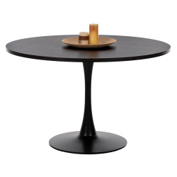 ΤΡΑΠΕΖΙ ΤΡΑΠΕΖΑΡΙΑΣ ROLLO HM9422.02 ΣΤΡΟΓΓΥΛΟ BLACK MARBLE Φ120x74Yεκ.