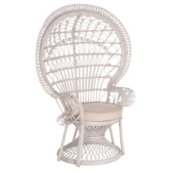 ΠΟΛΥΘΡΟΝΑ ROYAL PEACOCK HM9342.02 RATTAN ΣΕ ΛΕΥΚΟ-ΜΑΞΙΛΑΡΙ ΛΕΥΚΟ 114x7