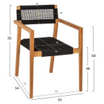 ΠΟΛΥΘΡΟΝΑ CHARLOTTE HM9637.02 ΞΥΛΟ TEAK ΦΥΣΙΚΟ & ΜΑΥΡΟ ΣΧΟΙΝΙ 59x54x83