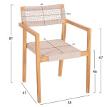ΠΟΛΥΘΡΟΝΑ CHARLOTTE HM9637.07 ΞΥΛΟ TEAK ΦΥΣΙΚΟ & ΜΠΕΖ ΣΧΟΙΝΙ 58x61x81Y
