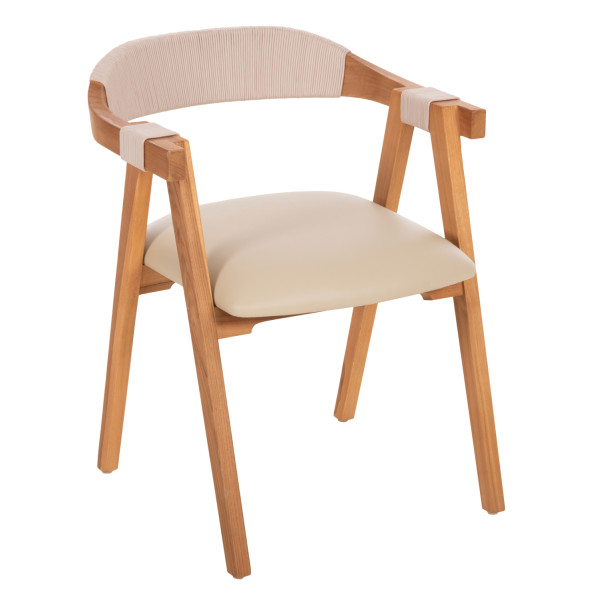 ΠΟΛΥΘΡΟΝΑ RIMINI HM9867.07 ΞΥΛΟ TEAK ΦΥΣΙΚΟ-ΜΠΕΖ ΣΧΟΙΝΙ & PU ΚΑΘΙΣΜΑ 6