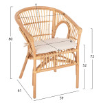 ΠΟΛΥΘΡΟΝΑ DAMPAR HM9929.04 RATTAN ΣΕ ΦΥΣΙΚΟ-ΛΕΥΚΟ ΜΑΞΙΛΑΡΙ 59x61x80Υεκ