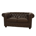 ΚΑΝΑΠΕΣ 2ΘΕΣΙΟΣ T.CHESTERFIELD HM3010.01 ΤΕΧΝΟΔΕΡΜΑ ΣΚΟΥΡΟ ΚΑΦΕ 155x90