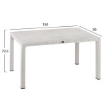 ΤΡΑΠΕΖΙ ΠΟΛΥΠΡΟΠΥΛΕΝΙΟΥ TODOR 150Χ90X73.5Υεκ. RATTAN ΛΕΥΚΟ ΜΕ UV PROTE
