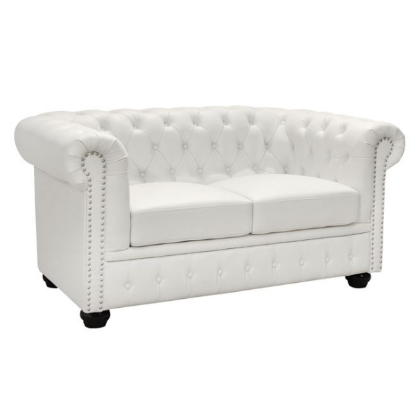 ΚΑΝΑΠΕΣ 2ΘΕΣΙΟΣ T.CHESTERFIELD HM3010.02 ΤΕΧΝΟΔΕΡΜΑ ΛΕΥΚΟ ΜΑΤ 155x90x7